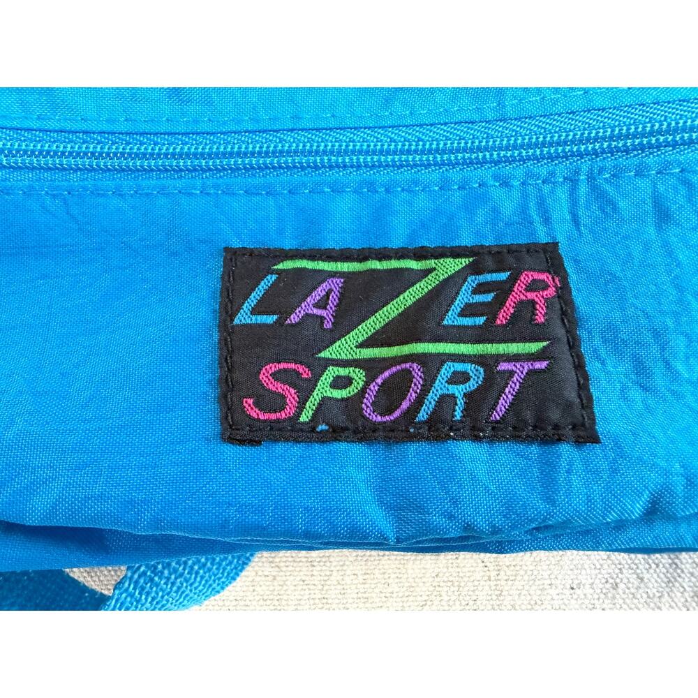 Vintage Lazer Sport Fanny Pack Blue Nylon Waist Bag 80s 90s Retro Festival
